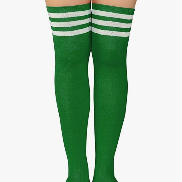 Thigh High Socks Green White - Picture 4 of 7